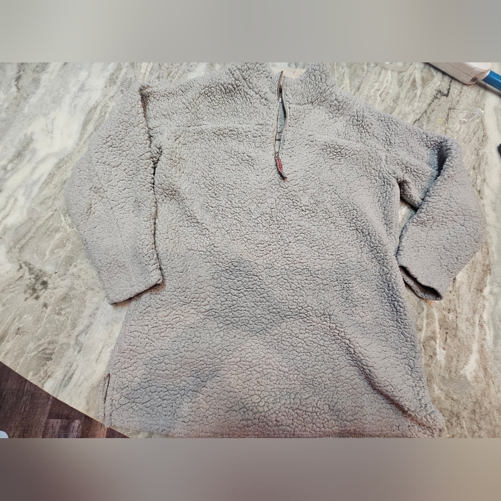 Joy Joy Sherpa Fleece Pullover Women’s S/M Gray Cozy Quarter Zip Jacket